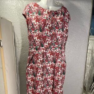 Boden Red and Green Paisley Midi Dress
